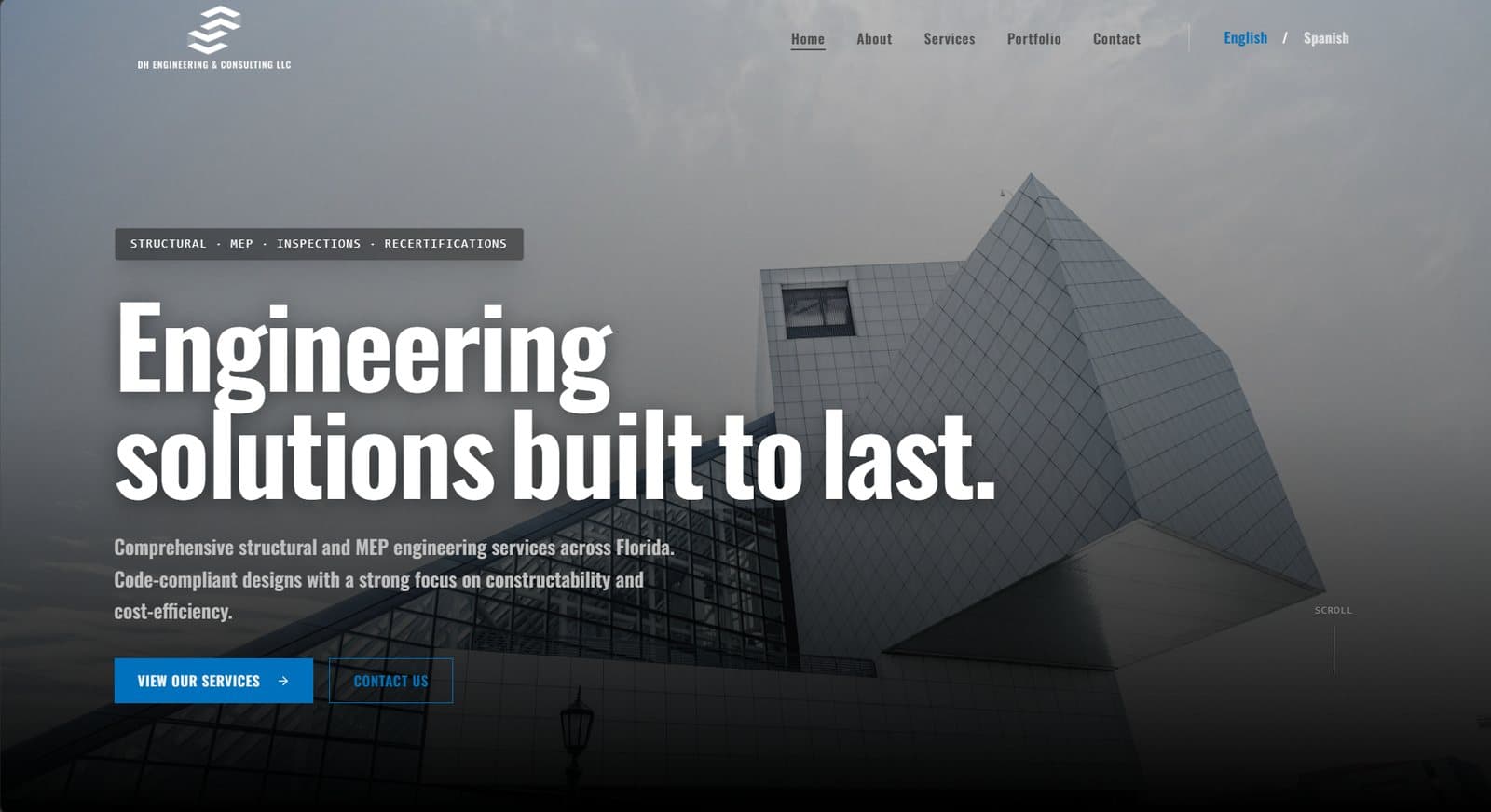 Captura de la web de DH Engineering